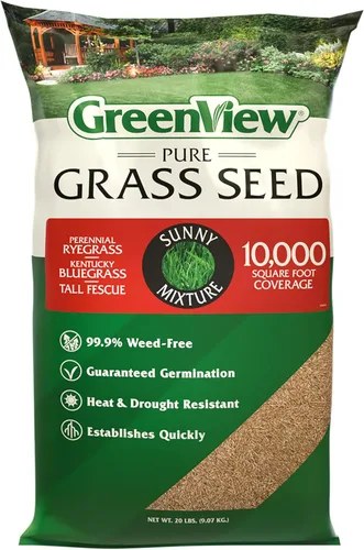 GreenView Pure Grass Seed Sunny Mixture, bolsa de 20 libras. Cubre hasta 10,000 pies cuadrados.