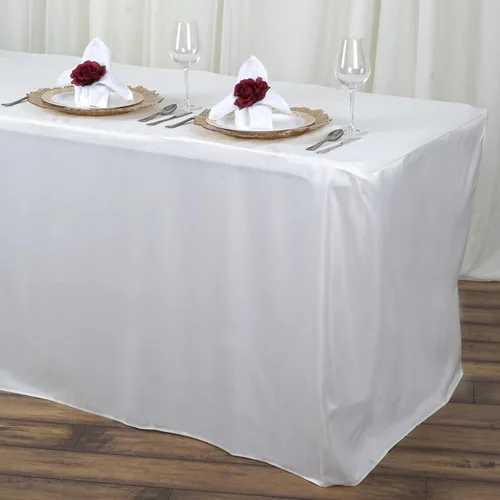 Miniatura 14 de BalsaCircle Mantel de poliéster ajustado negro de 6 pies para bodas, fiestas, eventos, mantelería