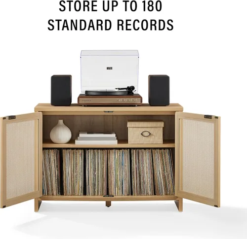 Miniatura 6 de Crosley Furniture Kenji - Armario para tocadiscos con almacenamiento de vinilo, soporte multimedia, organizador moderno para el hogar