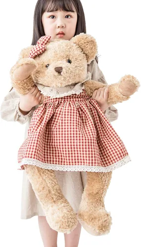 oitscute Oso de Peluche Grande para Bebé con Ropa Animal de Peluche Lindo Juguete Suave de Felpa 25" (Grande Rojo y Marrón)