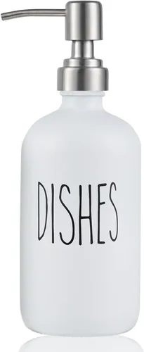 Miniatura 10 de Dispensador de jabón para platos, dispensador de jabón de manos de vidrio grueso, para fregadero de cocina, bomba de acero inoxidable 304, cocina