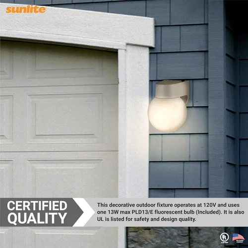 Miniatura 7 de Sunlite Lámpara decorativa de pared para exteriores, 13 vatios máximos, 900 lúmenes, 120 voltios, base G24q1 de 4 pines, 2700 K blanco suave