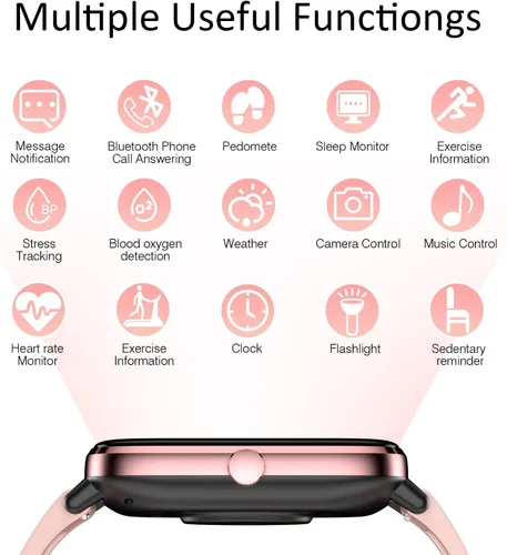 Miniatura 13 de Reloj inteligente para mujer, monitor de llamadas, monitor de actividad física, frecuencia cardíaca y sueño, pantalla táctil de 1.69 pulgadas