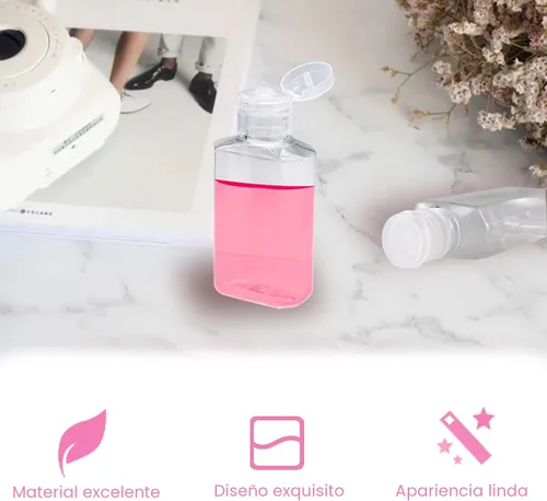 Miniatura 4 de Paquete de 40 botellas recargables de plástico de 2 onzas con tapa abatible, botellas de tamaño de viaje, recipientes reutilizables para viajes