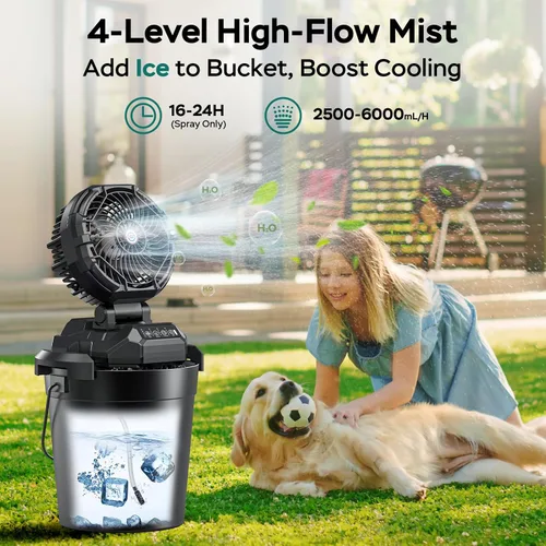 Miniatura 4 de Ventilador de nebulización portátil para patios al aire libre – Ventilador de campamento con batería recargable de 30000 mAh, 4 pulverizadores