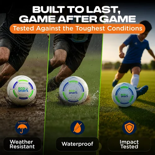 Miniatura 7 de Eco Sports Soccer Ball, Size 3, 4, & 5 PVC Free, Recycled TPU Material, Long Air Retention for Practice & Games BPA Free Non Toxic, Better Balls