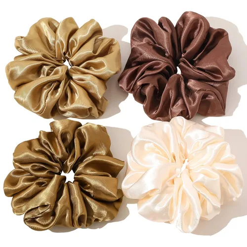 Miniatura 17 de Coleteros Negros para el Cabello para Mujeres - Coleteros Grandes de Satén Extra Grandes Jumbo Gigantes de Gran Tamaño Lindos para Cabello Rizado