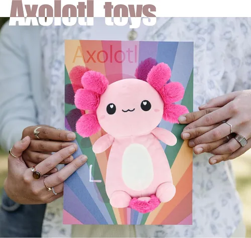 Miniatura 5 de Lindos animales de peluche de ajolote rosa, almohada de peluche suave kawaii, juguete de peluche de ajolote, regalos para decoración de niñas