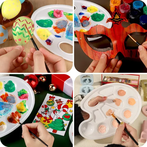 Miniatura 5 de FANDAMEI Paletas de Bandeja de Pintura Ovaladas, 8 PCS Paletas de Bandeja de Pintura Blanca de Plástico, Paletas de Pintura Paletas de Pintura