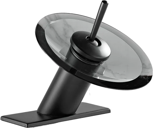 Grifo de baño con boquilla de vidrio negro, cascada de una sola manija, un agujero, grifo para lavabo de lavabo, mezclador con placa de cubierta,