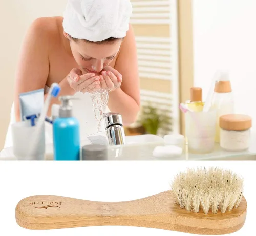 Miniatura 6 de Cepillo de limpieza facial, cepillo de limpieza de cara de mango de madera Cepillo manual de exfoliación para cuidado de piel