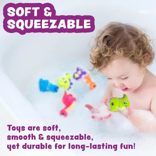 Miniatura 6 de Tub Works® Juguetes de baño de dinosaurio sin moho, paquete de 6 Diseño de juguetes de baño sellados sin agujeros que mantiene la humedad fuera