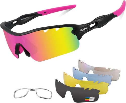 Miniatura 17 de BangLong Polarized Sports Sunglasses Cycling Sun Glasses for Men Women with 5 Interchangeable Lenes for Running Driving