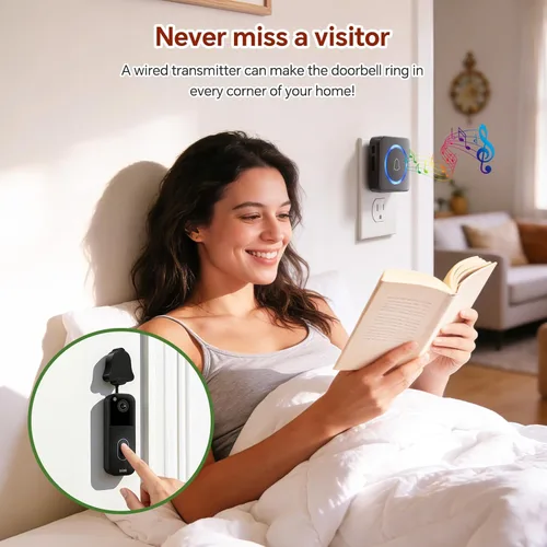 Miniatura 2 de Timbre de puerta inalámbrico compatible con Blink Video Doorbell (1.ª y 2.ª generación), receptor de enchufe para interiores y kit de transmisor