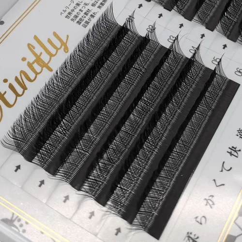 YY - Extensiones de pestañas de 0.05/0.003 in, rizo C/D, 12filas, 0.315-0.591 in, abanicos 2D de volumen prefabricado, pestañas suaves e