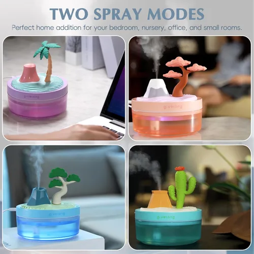 Miniatura 6 de Mini humidificador para dormitorio, humidificador de aire silencioso con decoración de paisaje para guardería, oficina, habitación pequeña y Cerezo