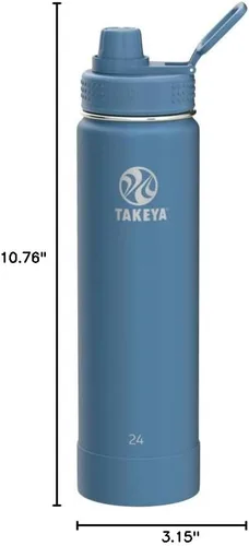 Miniatura 7 de Takeya Actives - Botella de agua de acero inoxidable, con aislamiento térmico y tapa de boquilla, capacidad de 24 onzas, color azul piedra Piedra