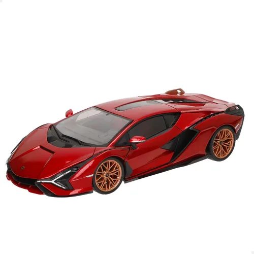 Lamborghini Sian FKP 37 Rojo con ruedas de cobre 118 Modelo de automóvil fundido a presión por Bburago 11046 TY-18-11046R
