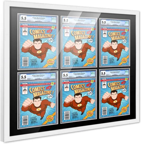 Miniatura 111 de Marco de cómic con paspartú para 8 CGC, CBCS o PGX Graded Comics - Marco de cómic blanco para cómics de 8.125 x 13 pulgadas Marco blanco