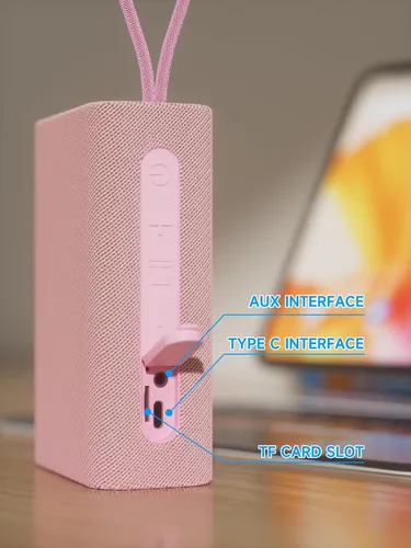 Miniatura 6 de PEICHENG - Altavoz, altavoces inalámbricos portátiles Bluetooth, sonido estéreo fuerte impermeable con luces RGB, emparejamiento TWS, tiempo de Rosa