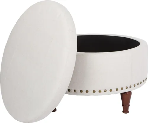 Miniatura 3 de OSP Home Furnishings Alloway - Otomana de almacenamiento con clavos de bronce antiguo, tela de lino