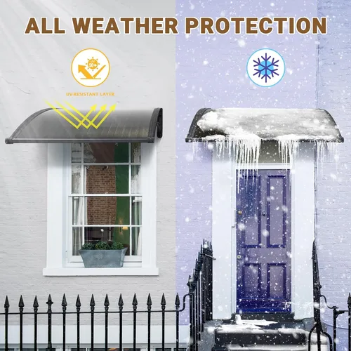 Miniatura 6 de Yescom - Toldo para ventana de puerta de patio o patio, protección contra la lluvia y la nieve, de policarbonato Tablero marrón y soporte negro