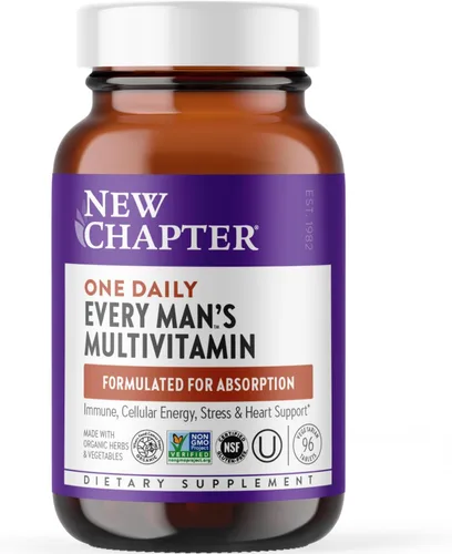 New Chapter Multivitamínico para hombres, B6, B12 extra, D3, vitamina C y zinc, para el sistema inmunológico, el corazón, la energía celular y la