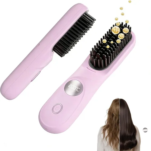 Go Brush Pro para cabello corto, cepillo alisador de cabello mejorado 2026, cepillos alisadores inalámbricos portátiles para viajes, calentamiento