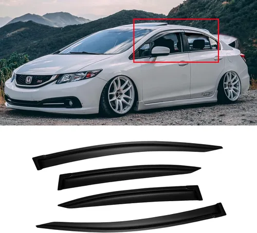 Miniatura 48 de Visera de ventana para Honda Civic 2022-2025, protectores de lluvia de canal exterior, escudos, deflector de ventilación, sombra, viento, humo