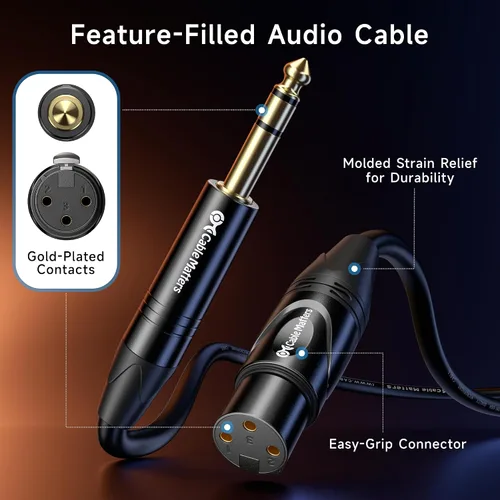 Miniatura 6 de Cable Matters Cable TRS corto de 6.35mm (1/4 de pulgada) a XLR - 3 pies, macho a hembra, cable XLR a 1/4