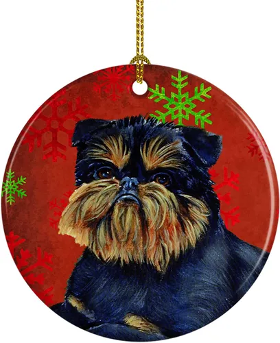 Miniatura 34 de Caroline's Treasures Bulldog English - Copos de nieve rojos y verdes, adorno de cerámica de Navidad, decoración colgante para el hogar, Navidad