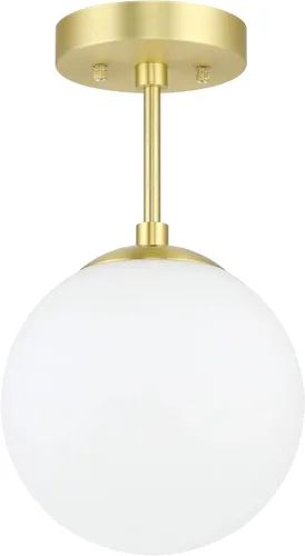 Miniatura 2 de XiNBEi Lighting Lámpara de techo semiempotrada de 1 luz, luz de techo semiempotrada, acabado de latón satinado para sala de estar y comedor