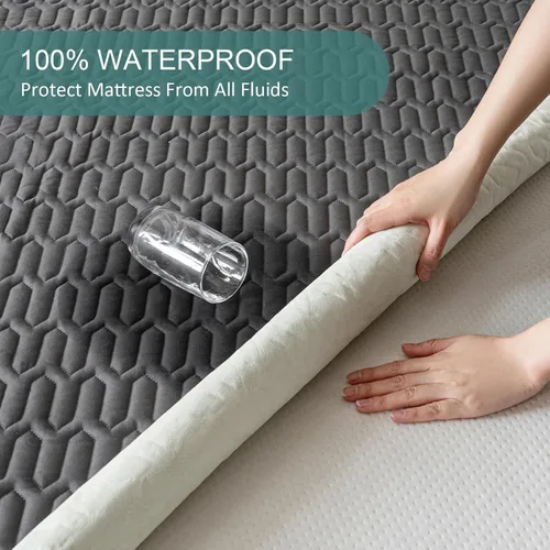 Miniatura 4 de Protector de colchón impermeable tamaño California King, funda de colchón con bolsillo profundo ajustable de hasta 6 a 18 pulgadas de profundidad