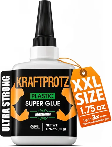 Gel Superpegante de Plástico – 50g (1.75 oz) Adhesivo Transparente Sin Goteo – Fórmula Gruesa para Superficies Verticales, Espacios Estrechos y