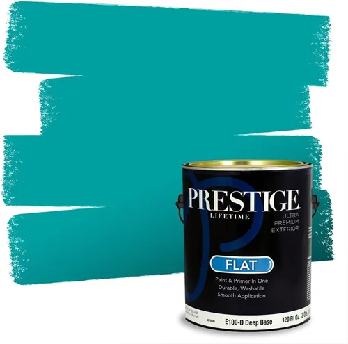 Miniatura 244 de Prestige Paints. - Base y pintura para exteriores en un solo galón, 1 galón. plano, comparable con Sherwin Williams Topsail. SW6799-PCM