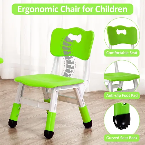 Miniatura 7 de Mesa y sillas para niños, mesa para niños de altura ajustable con juego de 4 sillas, mesas para niños de 2 a 10 años, escritorio de graffiti, mesa