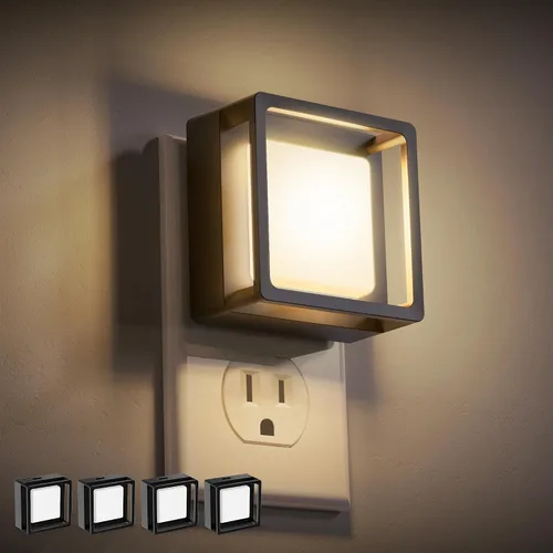 Miniatura 10 de DORESshop Luz nocturna LED, luces nocturnas enchufables a la pared (paquete de 2) con sensor de atardecer a amanecer, luces nocturnas regulables