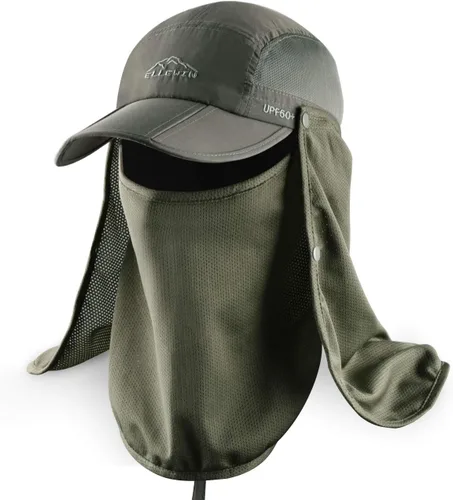 Miniatura 8 de Sombrero solar al aire libre para hombre y mujer, UPF 50+, sombrero de pesca UV con solapa para el cuello y cubierta facial para protección solar