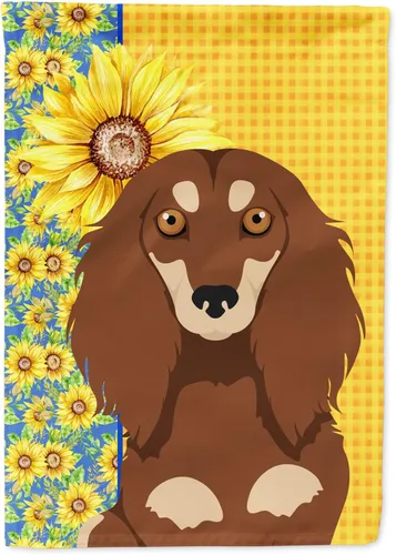 Miniatura 359 de Caroline's Treasures WDK5331CHF - Bandera de verano con diseño de girasoles rojos y blancos, manga grande, para porche, para colgar en la pared