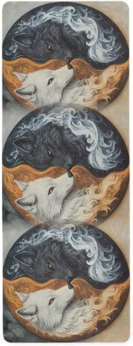 Miniatura 2 de ALAZA Wolf Yin Yang Style - Tapete de yoga antideslizante para fitness, entrenamiento para yoga, pilates y ejercicios de suelo