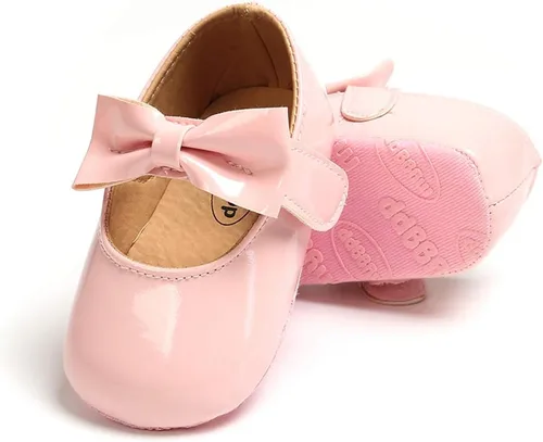 Miniatura 85 de RVROVIC Mocasines de princesa para bebé, zapatos brillantes de Mary Jane, zapatos de cuna de suela suave y ligera de primera calidad, zapatos