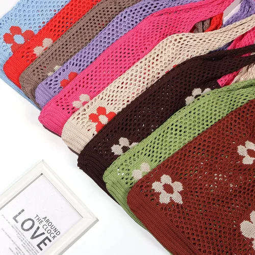 Miniatura 9 de Ovida Bolso de mano de ganchillo de malla, bolsa de playa Fairycore, bolso hobo de hadas, estilo grunge, bolso estético Y2K para mujeres y niñas