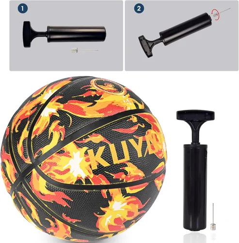 Miniatura 6 de KUYOTQ - Baloncesto para niños, jóvenes y adultos, tamaño 3/4/5/6/7 (22/25.5/27.5/28.5/29.5"), baloncesto premium de goma o cuero sintético