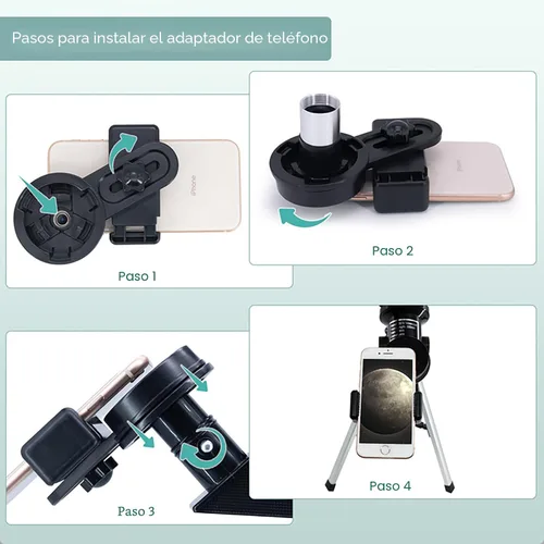 Miniatura 4 de Telescopio para adultos y niños, refractor de apertura de 2.756 in (15X-150X), telescopio de viaje portátil con adaptador de teléfono y control Negro