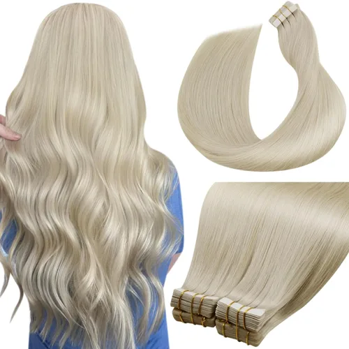 Miniatura 29 de LaaVoo - Extensiones de cabello humano Remy adhesivas con cinta invisible, cabello negro natural, extensiones de cabello para mujeres de color, 20