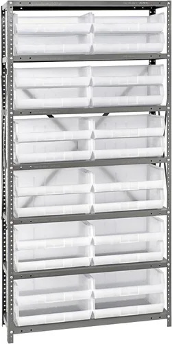 Miniatura 123 de Quantum QSBU-245BK Heavy Duty Shelving Unit with (7) Shelves and (24) QUS245 Black Bins for Garage Warehouse Storage Distribution 400 lb Load