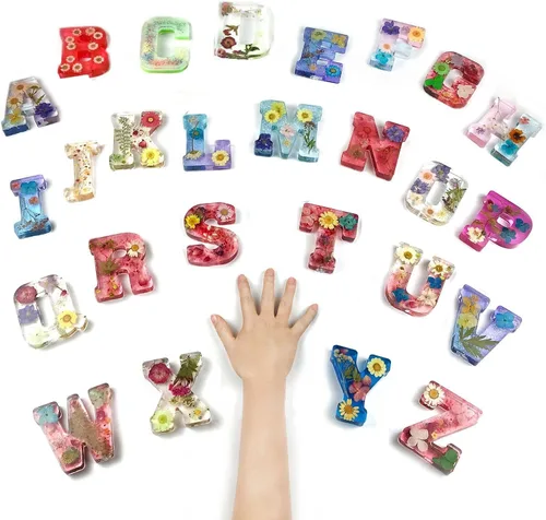 Miniatura 2 de Molde de silicona de 4 pulgadas, paquete de 26 letras inglesas, molde de fundición de resina con letras grandes y mayúsculas del alfabeto