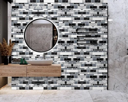 Miniatura 7 de Timgle Papel tapiz de 15.7 pulgadas x 82 pies, papel de contacto de grano de madera, papel de contacto de azulejos sintéticos, película de vinilo