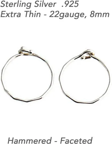 Miniatura 34 de Aretes de plata de ley abiertos para cartílago, tragus, delgados, calibre 22