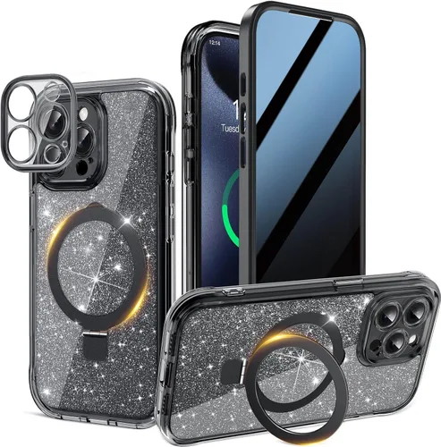 Miniatura 30 de Funda magnética de privacidad para iPhone 17 Pro Max [Cartulina con purpurina para bricolaje] [Soporte magnético invisible] Protector de pantalla